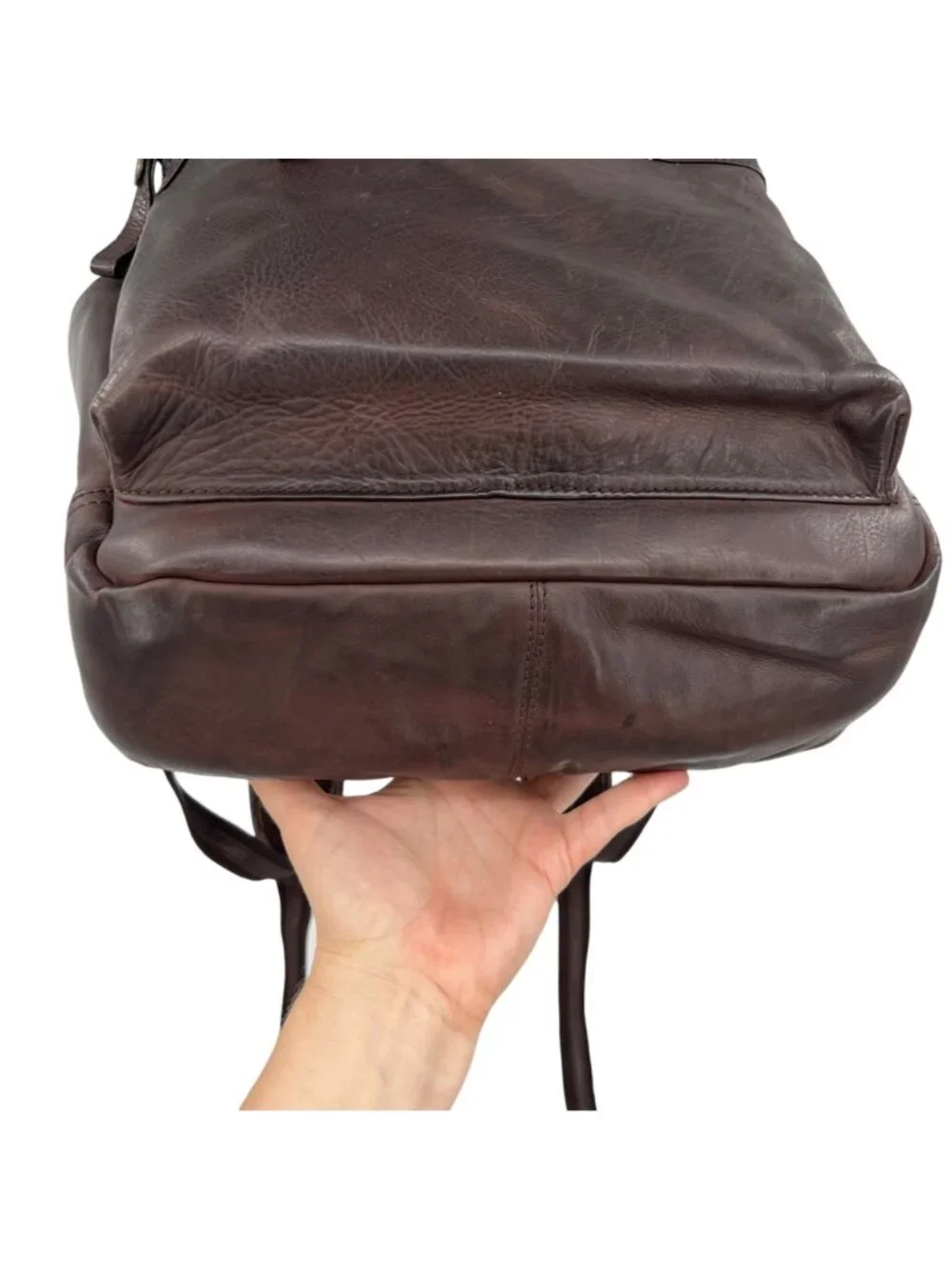 Chaps Leather Backpack Dark Brown Travel Laptop Bag Multi Pocket Rucksack
